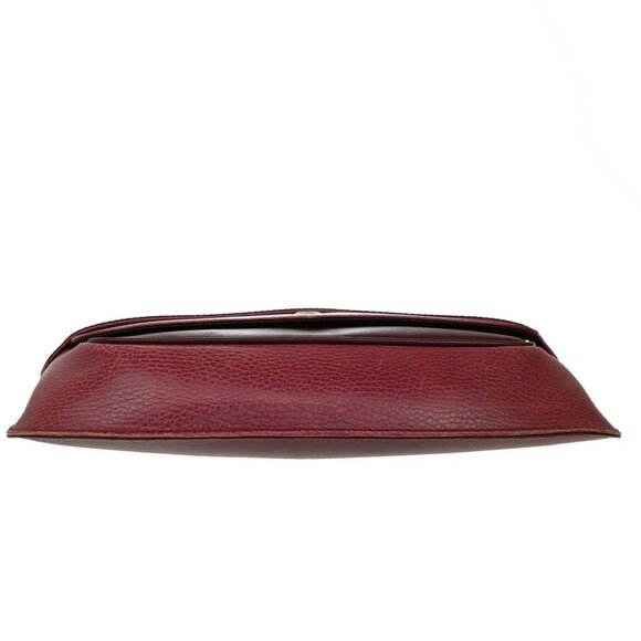 MUST DE CARTIER 2C Logo Clutch Hand Bag Leather Red GHW Spain 60KB362 - Picture 7 of 16